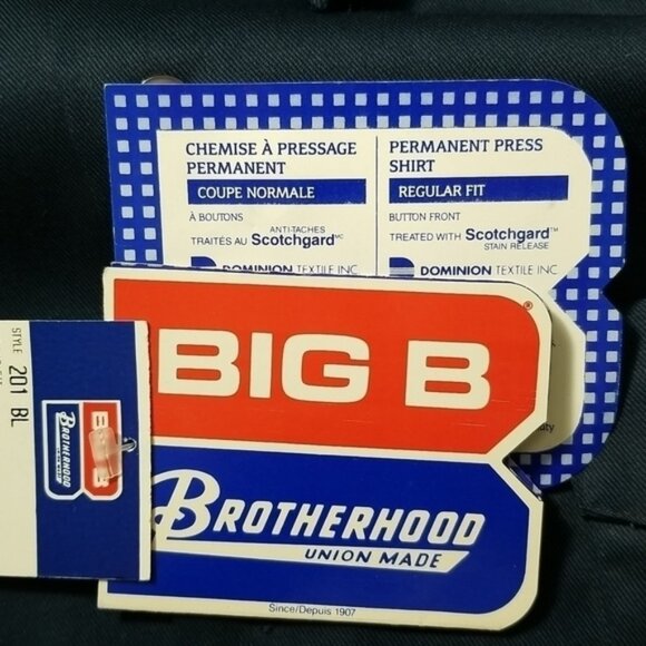 Vintage Big B Brotherhood Men's Shirt Size M Work Uniform Blue 90's Retro - Picture 4 of 6